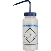 SP Bel‑Art Deionized Water Wash Bottles, 500 mL (16 oz) Wide‑Mouth Squeeze Bottles, Safety‑Labeled 2‑Color Polyethylene Bottle with Blue Polypropylene Cap, Laboratory &amp; Scientific Use, Pack of 6