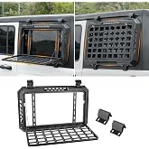 FUNY Multifunctional Rear Window Storage Table Molle Panel Kit | for 2018-2024 Jeep Wrangler JL &amp; JLU 4 doors Hardtop, Openable Design Tactical Molle Platform for Tools