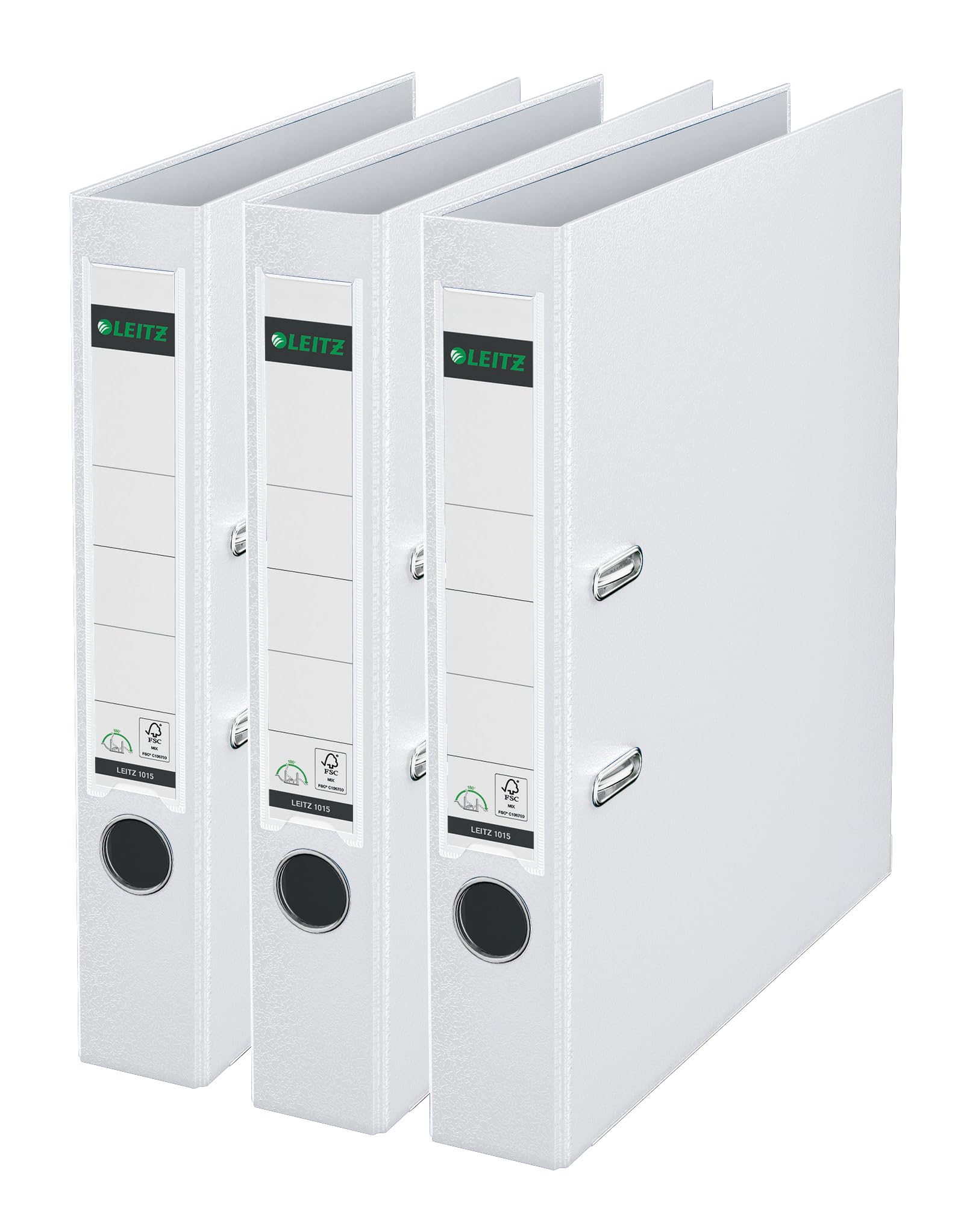 Leitz Lever Arch File, White, A4, 50 mm spine, Pack 3, Plastic, 310345101