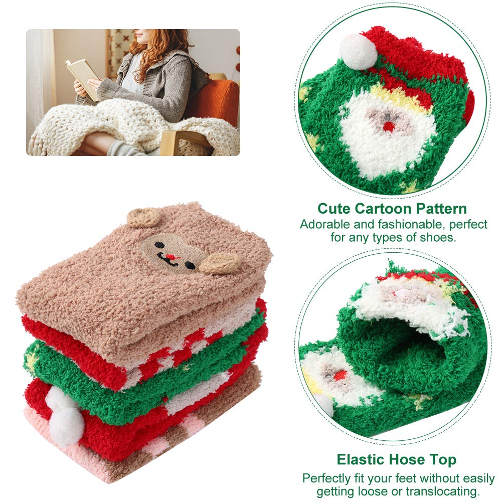 Vbiger Damen Kuschelsocken Warme Wintersocken Cute Cartoon Muster Hausschuhsocken Anti Rutsch Noppen Socken, 5 Paar