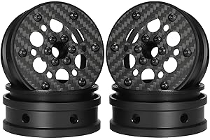 POWMOK 2.2 beadlock Wheels 4PCS Carbon Fiber Wheel Rims for 1/10 RC Crawler Cheater Rigs Capra SCX10 Pro TF2 Element Enduro TRX4 Upgrades accessories (Carbon Fiber 2.2 beadlock Wheels D)