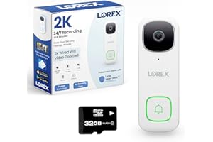 Lorex 2K Wired WiFi Smart Video Doorbell Camera w/No Subscription Fee - Smart Security Lighting, Night Vision, Motion Detection, Requires Existing Wiring (White)