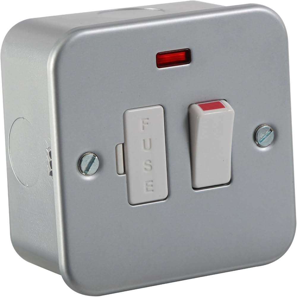 Knightsbridge M6300N Metal Clad 13A Switched Fused Spur Unit with Neon 230 V