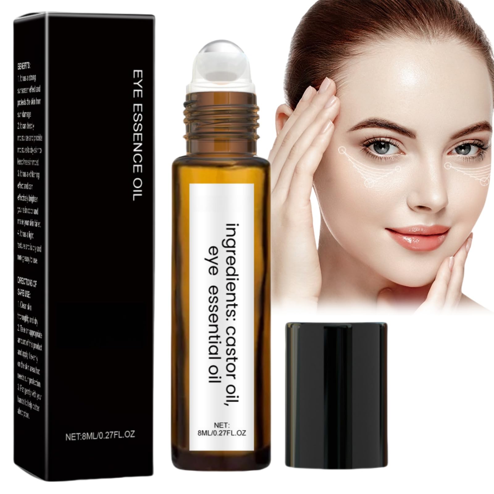 Rollerball Castor Oil,Eye Roller,Castor Oil and Frankincense Eye Roller,Eye Roller Serum,Under Eye Rollerball,Eye Strain Relief,Bags Under Eyes,Anti-Wrinkle and Reduce Fine Line