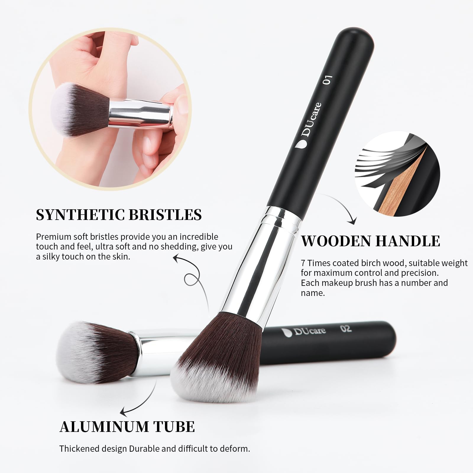 DUcare Makeup Brushes with Bag,15Pcs Christmas Makeup Brush Set Travel Kabuki Foundation Blending Blush Eyeliner Shadow Brow Concealer Brushes Kit
