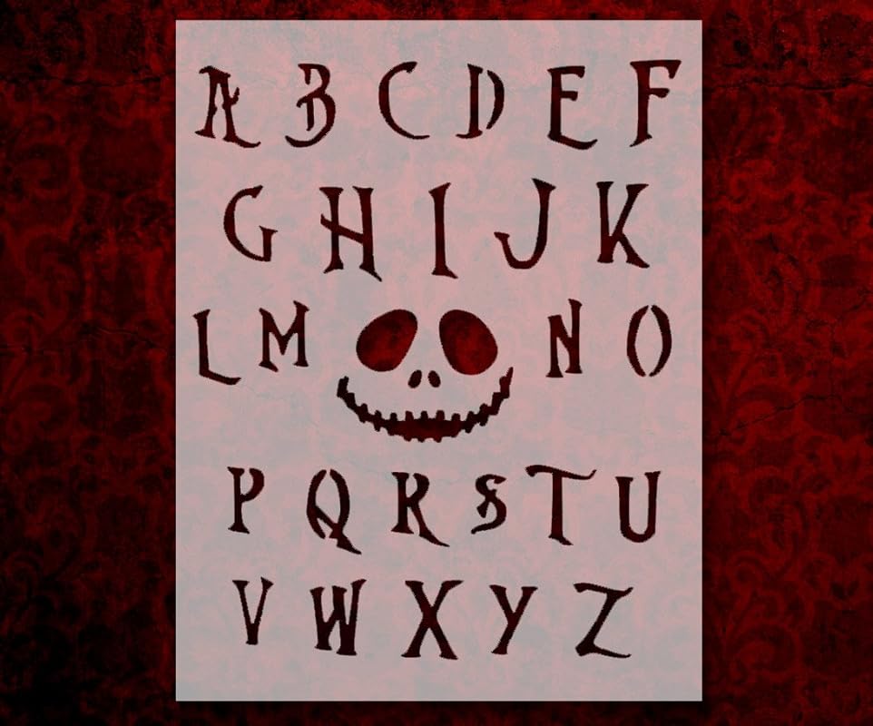 Nightmare Before Christmas Font Alphabet 8.5 x 11 Inches Stencil (283) Handmade