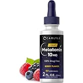 Carlyle Melatonin 10mg | 2 fl oz Liquid Drops | Berry Flavor | for Adults | Non-GMO, Vegetarian Supplement
