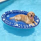 MEWTOGO Inflatable Anti-Tear Oxford Dog Pool Float | Stable Support, with Water Flow Holes, Dog Raft for Swimming Pool Lake, Summer Doggies Toy