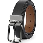 BOSTANTEN Belt Men Leather Reversible Belts for Men 1 3/8" for Casual Golf Dress Pants, Two-in-One Belt Gift