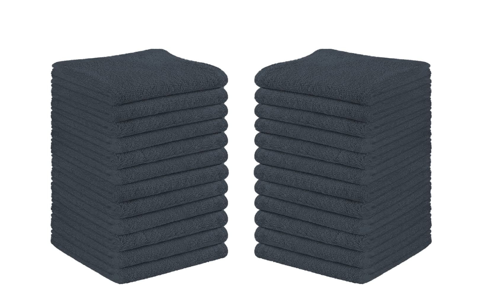 DARWEN STAR Luxury Flannel Face Cloth Set 30 x 30 cm, 100% Ring Spun Cotton Premium Washcloth, Soft Feel Fingertip Towel (Charcoal, 12)