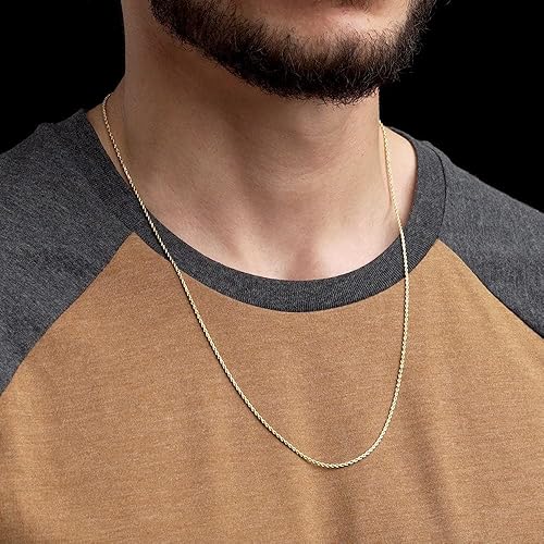 Verona Jewelers 14K Gold Diamond Cut Rope Chain Necklace For