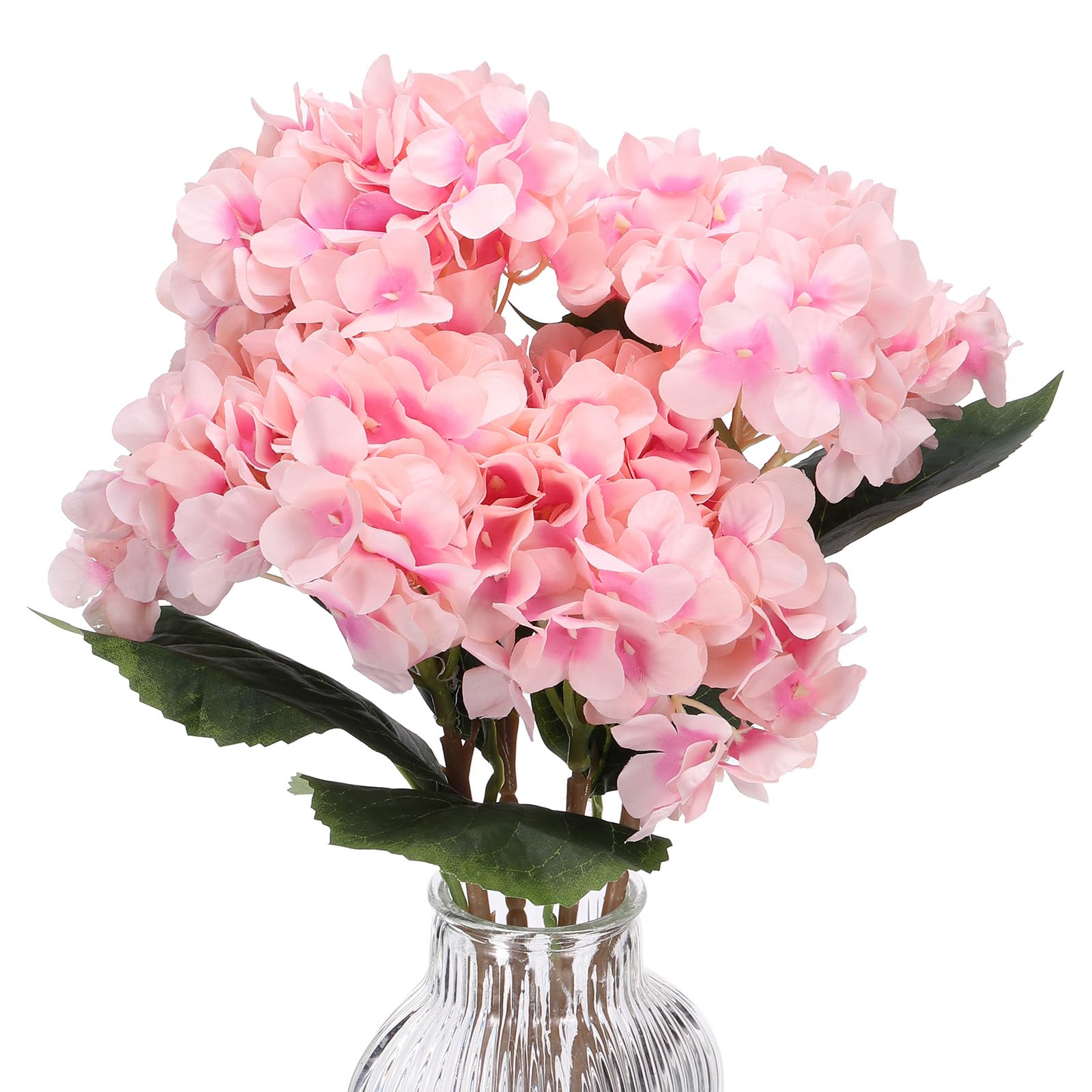 PATIKIL Hydrangea Artificial Flowers, 3PCS Faux Hydrangea Flowers Artificial Hydrangeas Fake Silk Faux Flowers in Vase Real Touch for Home Decor Centerpiece Table Decorations, Light Pink