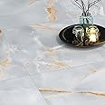 FunStick Grey Gold Marble Peel and Stick Floor Tile 12 x 12 Inch 15 Pack Self Adhesive Vinyl Flooring Peel and Stick Tiles for Floor Waterproof Kitchen Bathroom Bedroom Removable Floor Tile Stickers