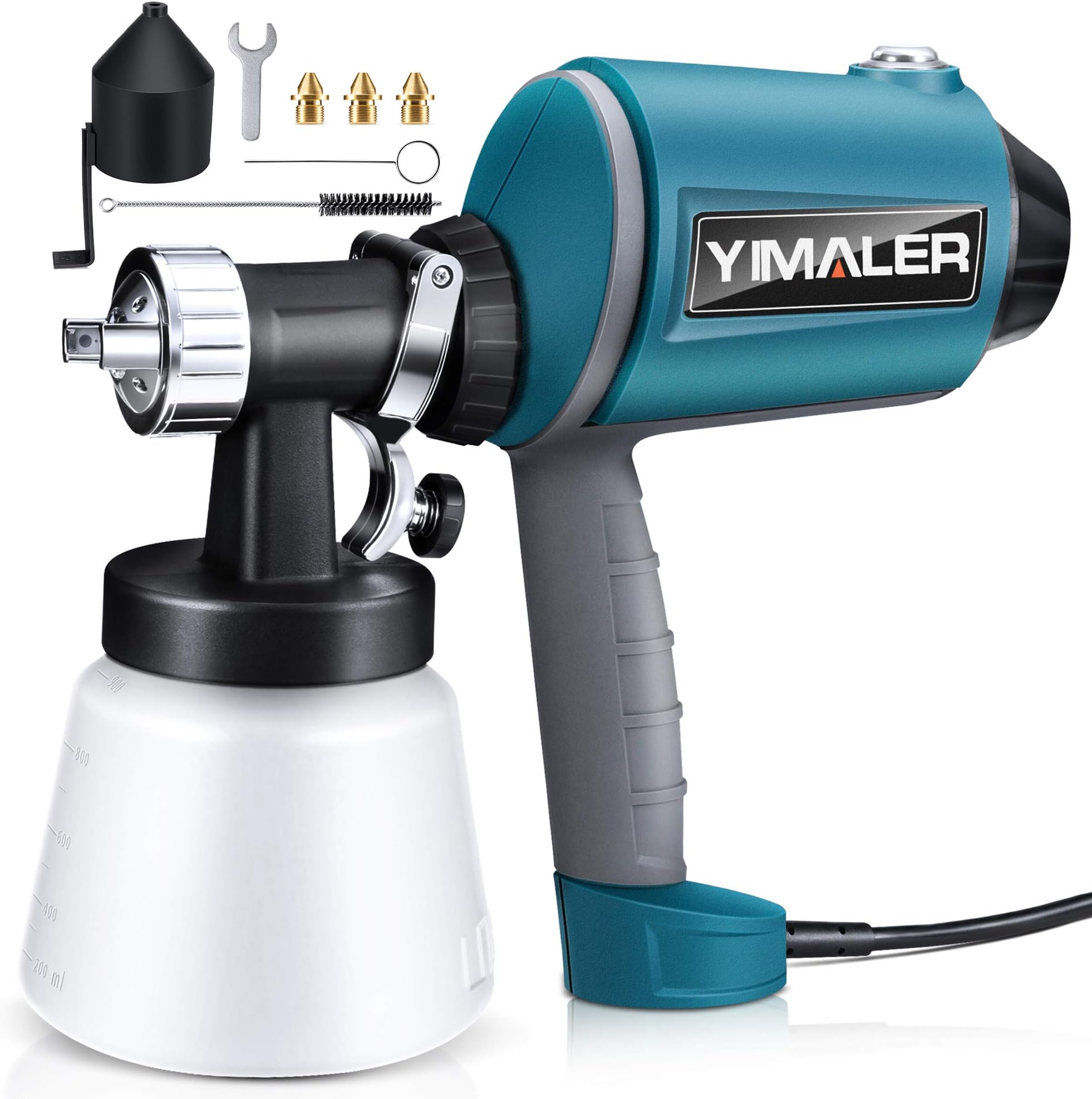 Yimaler Paint Sprayer 450W Airless Spraying Electric HVLP Spray Gun with 3 Nozzles, 3 Spray Patterns, 900ml Container, Variable Speed Easy Use for DIY Basic Painting Perfect for Beginner