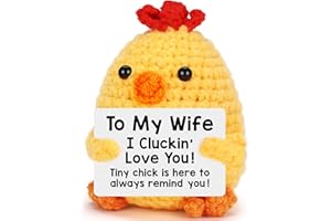 BDAYPTION Funny Chicken Wife Easter Basket Mothers Day Birthday Gifts for Her from Husband I Love You Gifts Romantic Anniversary Women Couple Gift Best Wife Presents Handmade Crochet Animals Chick Desk Decor