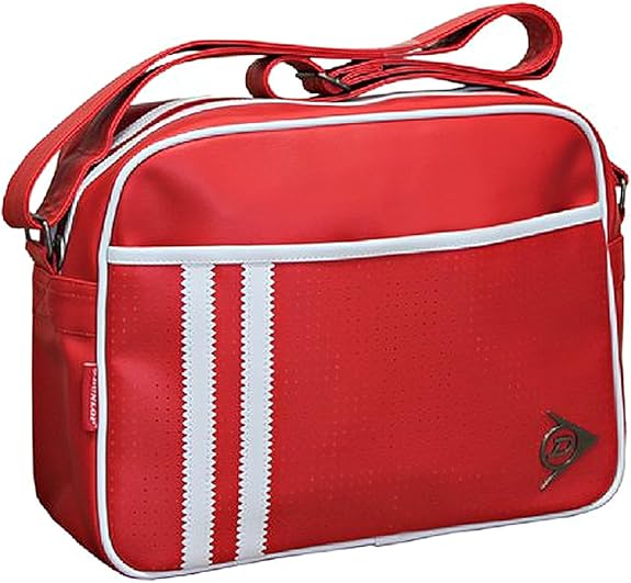 Dunlop Retro Unisex Mens Womens Sports Messenger School Gym Bag Red