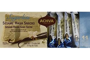 Achva Sugar Free SESAME Halva Snack Kosher Mini Bars 2 Packs, 11 Snacks, N.W. 9.7oz each pack
