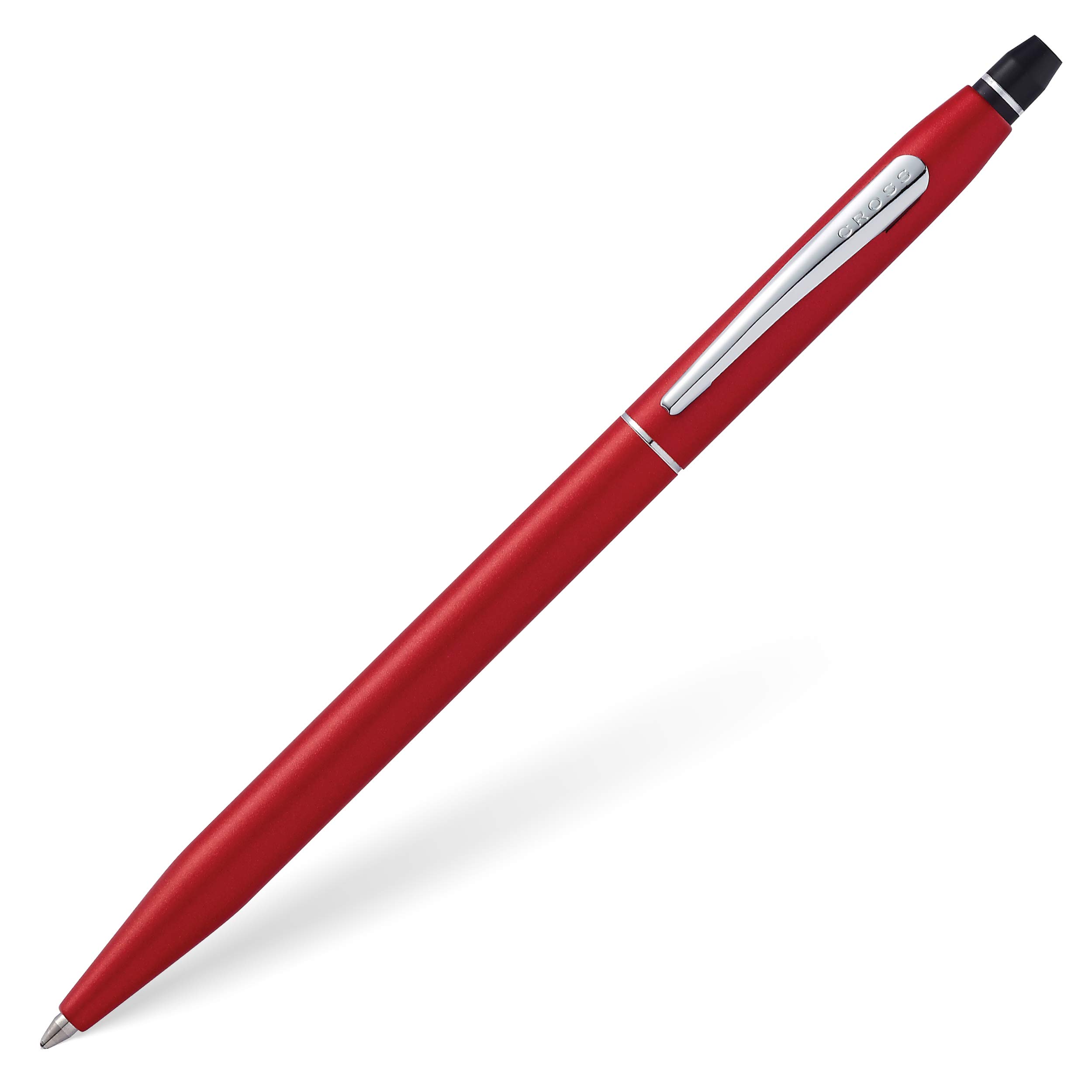 Cross Click Crimson Lacquer Ballpoint Pen with Chrome Appointments and Bonus Slim Gel Refill