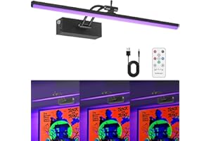 YIAYETOG Black Light for Blacklight Tapestry, 16" Rechargeable Blacklight Wall Light with Remote, Wireless LED Black Lights for Fluorescent Art, Poster, Decor, Glow in The Dark Party, 5200mAh Battery Powered