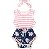 BFUSTYLE Baby Girl Clothes 0-24 Months Outfit Sleeveless Infant Romper Bodysuit with Headband