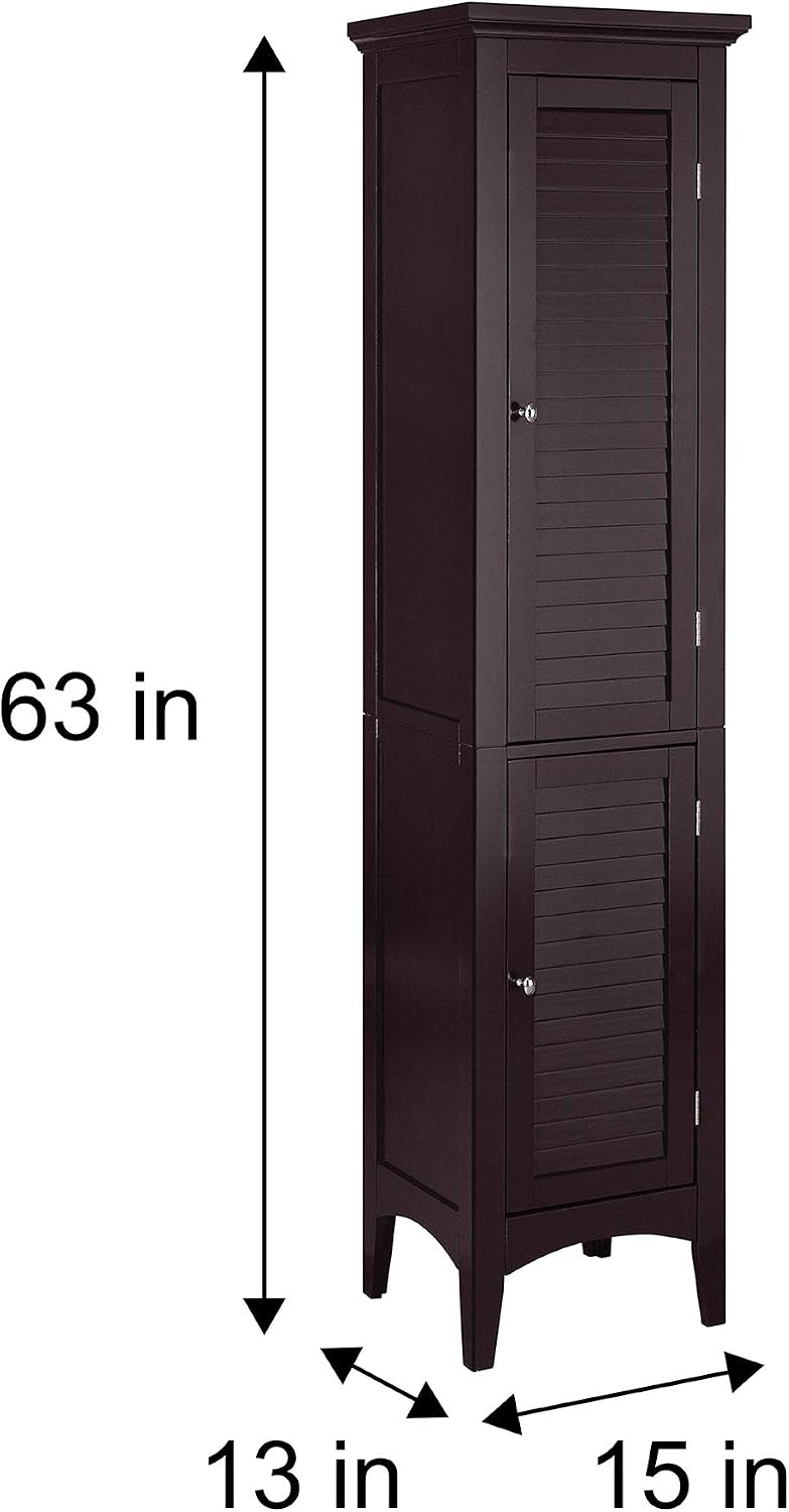 VERSANORA Teamson Home Bathroom Brown Wooden Standing Tall Cabinet Unit ELG-598, Darkbrown, 33.7 x 38.1 x 160 cm - Image 3