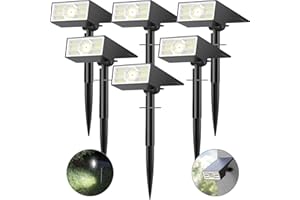 Katipeal Solar Spot Lights Outdoor, 6 Pack Outdoor Solar Lights for Yard Waterproof, 4 Lighting Modes Solar Landscape Spotlights, Auto On/Off Solar Powered Flood Lights Garden Pathway (Cool White)