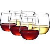Amazing Abby - Cindy - 14-Ounce Unbreakable Tritan Wine Glasses (Set of 6), Plastic Stemless Wine Tumblers, Reusable, BPA-Free, Dishwasher-Safe, Perfect for Poolside, Outdoors, Camping, and More