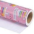 WRAPAHOLIC Birthday Wrapping Paper - Mini Roll - 17 Inch X 33 Feet - Colorful Birthday Cakes Design for Birthday, Party, Holiday