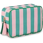 EMBRUNIOICE Makeup Bag Travel Cosmetic Bag Organizer Tassel Toiletry Bag Large Canvas Zipper Pouch Mahjong Tile Bag