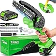 TIETOC Mini Chainsaw Cordless 6 Inch [Gardener Friendly] Super Handheld Rechargeable Chain Saw With Security Lock & Auto Oile