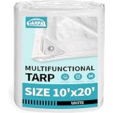 TARPAL 10x20 Feet White Tarp Waterproof Multipurpose Protective Cover 6mil | All Purpose Outdoor Poly Tarps Cover with grommets for Shed,Camping,Farm,Firewood,Boat,Outdoor Furniture,Roof