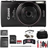 Canon PowerShot ELPH 360 HS A Digital Camera (Black) (7280C001) + 64GB Memory Card + Case + Card Reader + Flex Tripod + Memory Wallet (Beginner Bundle)