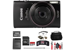 Canon PowerShot ELPH 360 HS A Digital Camera (Black) (7280C001) + 64GB Memory Card + Case + Card Reader + Flex Tripod + Memor