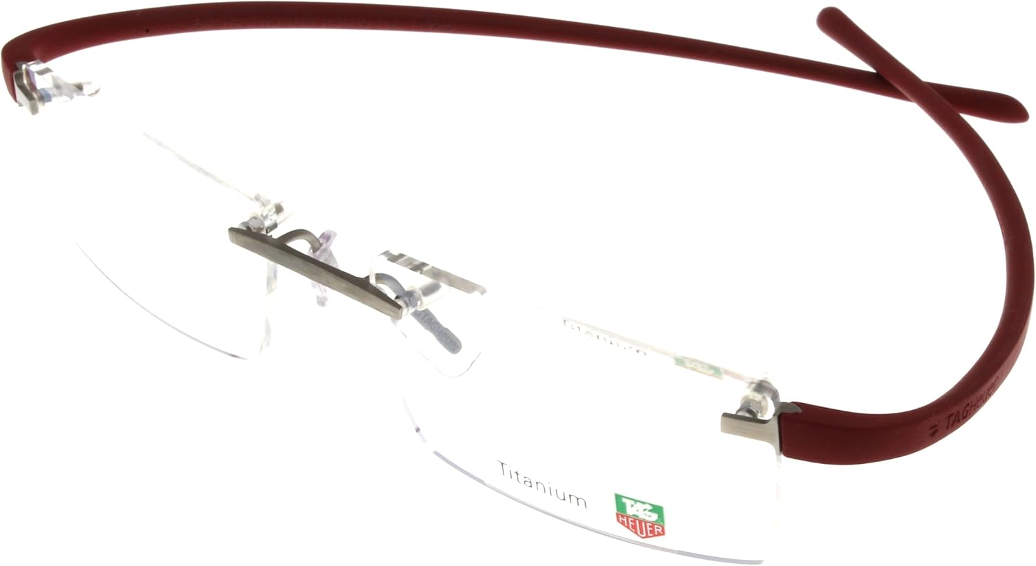 Tag Heuer Eyeglasses Frame Unisex Rimless Reflex Dark Red