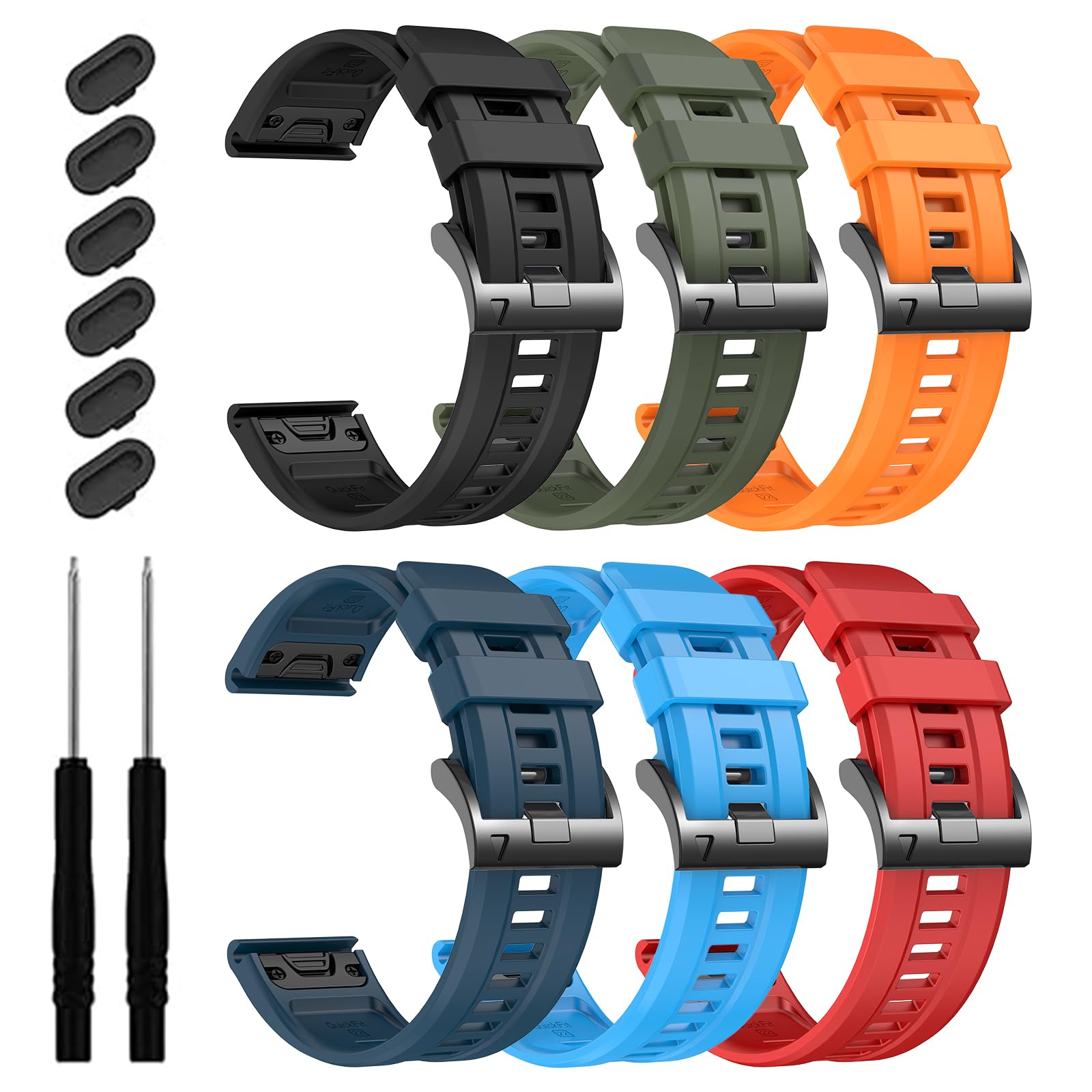 EZMVZKU 22mm Quickfit Silicone Strap for Garmin Fenix 8 AMOLED 47mm/7/7 Pro/6/6 Pro/5/5 Plus,Sport Watch Band for Fenix E/Forerunner 965 955 945/epix Pro 47mm/Approach S70 47mm/S62/S60/Quatix 7 Pro