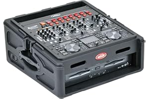 SKB Roto Rack/Mixer Console, 10U Slanted Rackmount on top, 2U Rackmount in Front with Steel Threaded Rails, Hard Lid and Doors and Side Access Ports