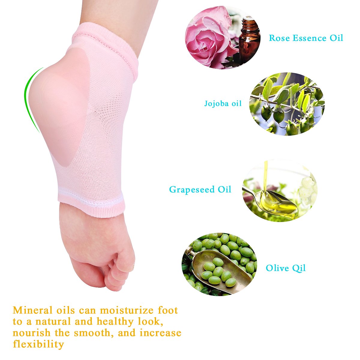 YOTURO 2 Pairs Vented Moisturizing Gel Heel Socks for Dry Hard Cracked Heels Open Toe Comfy Recovery Socks Foot Treament Day Night Care Pink and Green … : Beauty