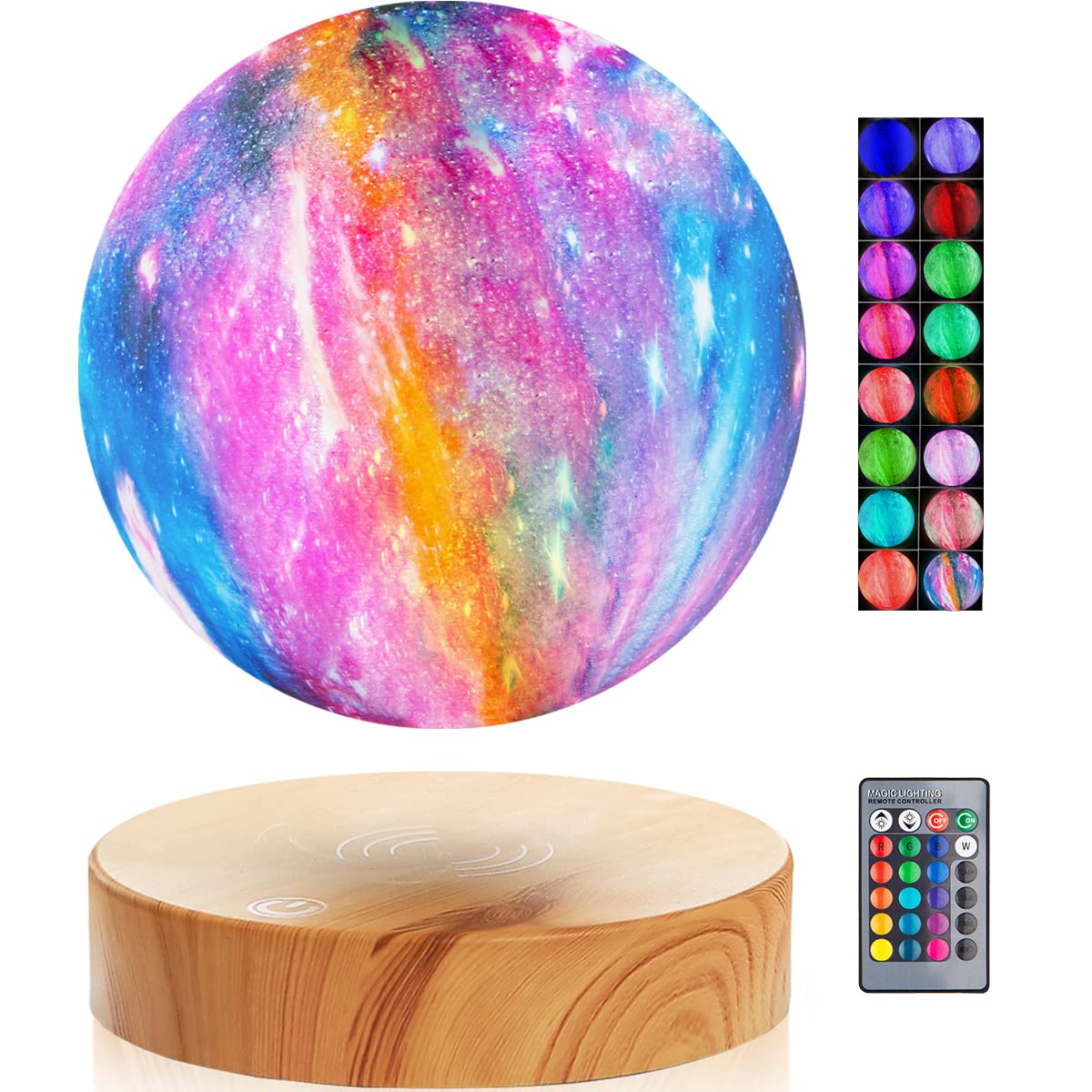 VGAzer Levitating Moon Lamp 5.9 Inch 16 Colors Galaxy Moon Lamp 3D Moon LED Light with Remote Control for Unique Gifts,Room Decor, Night Light, Office Desk Toys