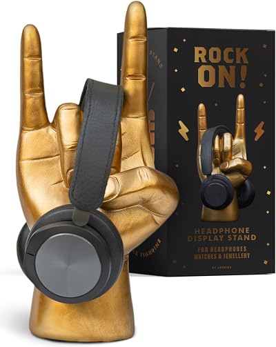 Luckies Gold Rock Hand Headphone Stand | Headset Holder | Mens Desk Accessory