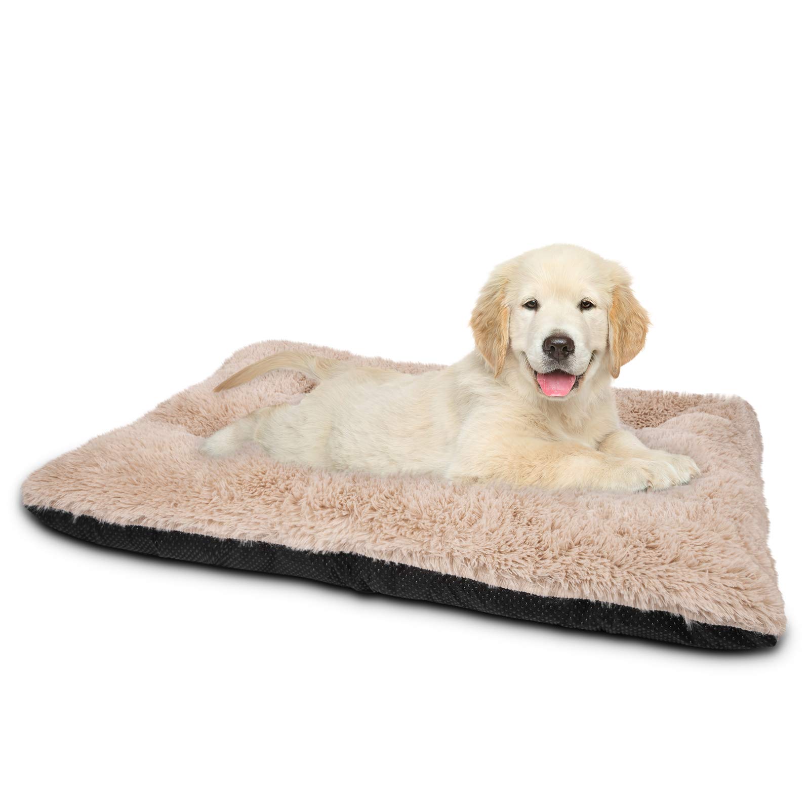 Photo 1 of JOEJOY Dog Bed Crate Pad, Deluxe Plush Washable Dog Beds Fulffy Soft Kennel Pad Anti-Slip Pet Sleeping Mat for Small Dogs?23" x 18", Beige
