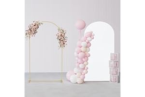 GRENTY Metal Arch Backdrop Stand and Cover Set 7.2FT, Wedding Arch Frame with Spiral Rotating Joint and Wrinkle-Resistant Cover for Birthday, Anniversary, Wedding, Party, Baby Shower