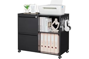Letaya Mobile File Cabinet for Home Office, Metal Lateral Rolling Printer Stand Filing Cabinets with Shelves -Storage A4/F4/L