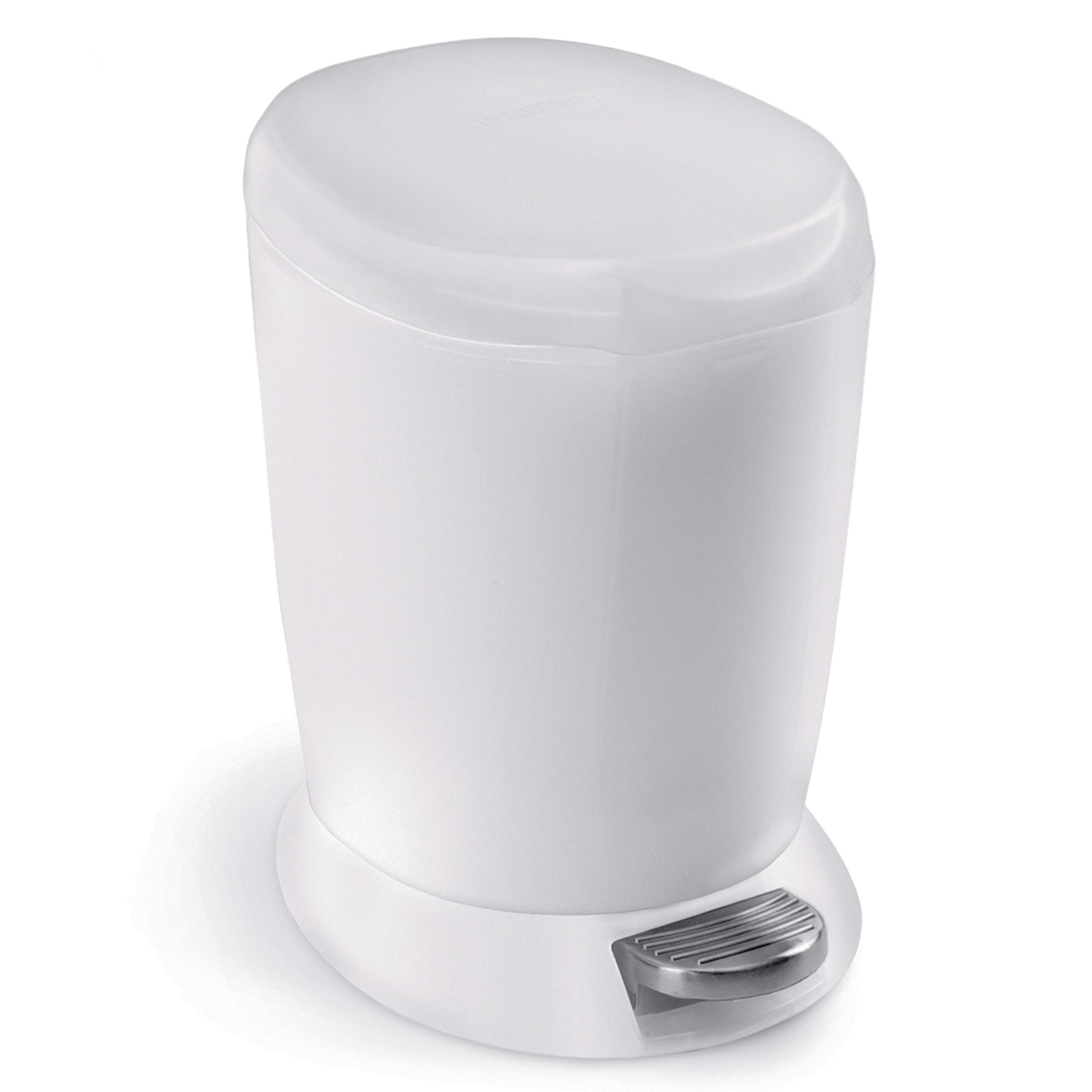Photo 1 of simplehuman 6 Liter / 1.6 Gallon Compact Plastic Round Bathroom Step Trash Can, White Plastic