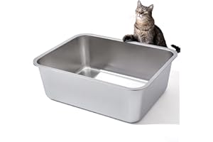 Stainless Steel Litter Box, High Sided Large Metal Cat Litter Boxes Easy Clean, Non Stick and No Smell, Suitable for Adult Ca