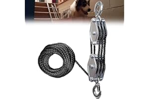 KITUYOTO Block and Tackle Pulley System, 2200 LBS Breaking Strength Pulley System for Lifting Heavy Objects, 50 Ft 3/8" Rope Hoist, 5:1 Lifting Power Pulley Hoist(Black)