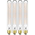 Leools T10 Led Long Bulbs 8W,E26 Dimmable Tubular Bulb,Equivalent 75 Watt, E26 Edison Style Vintage LED Filament Light Bulb,2700K Warm White,8.9in(225mm),4-Pack.