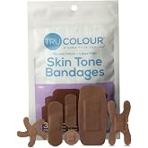 Tru-Colour Skin Tone Bandages Assorted Shapes, Flexible, Waterproof, 30 ct | PFAS-Free Fabric Adhesive Strips, Fingertip, Knuckle, Pimples, Cuts, Spots