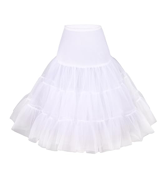 Flora® 50er Jahre Kleid Vintage Retro Reifrock Petticoat Unterrock, 25' Länge Underskirt