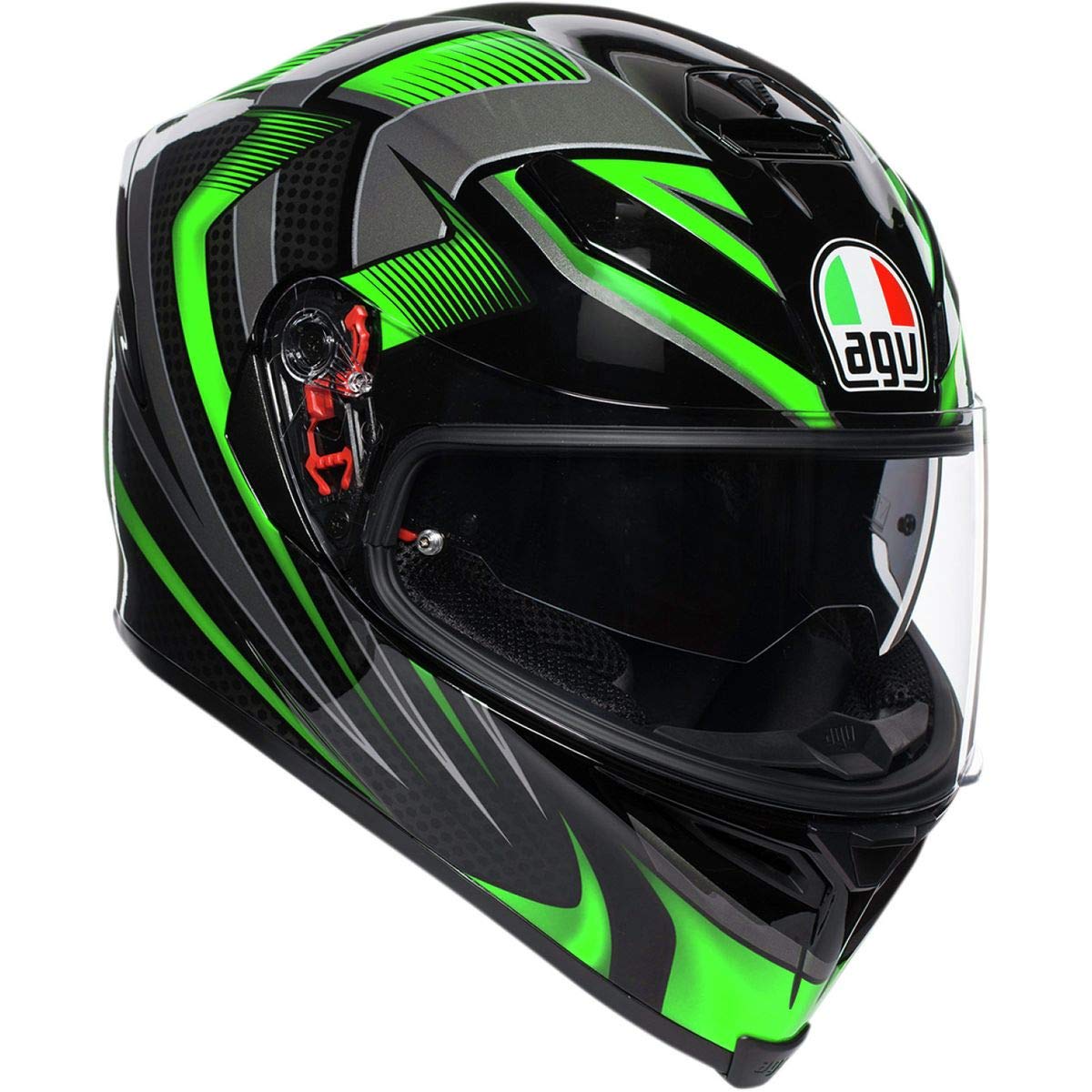 AGV K5 Adult Hurricane Street Motorcycle Helmet Black/Green/White