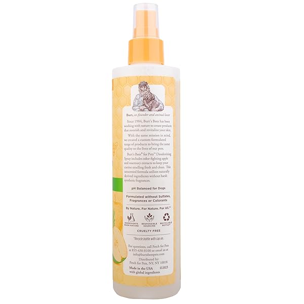 BURT’S BEES FOR PETS DEODORIZING SPRAY FOR DOGS WITH APPLE AND ROSEMARY, 99.7% NATURAL ORIGIN FORMULAS, WATERLESS DOG SHAMPOO – GENTLE DRY SHAMPOO FOR DOGS, BEST DOG SHAMPOO, 10 OZ